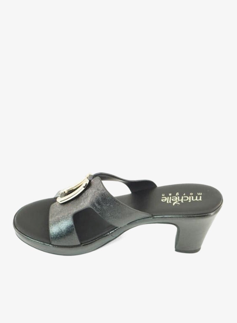 ميشيل مورجان 092-3098 Michelle Morgan Ladies Mid Heel Sandals 514ZD098 Black - Image 3