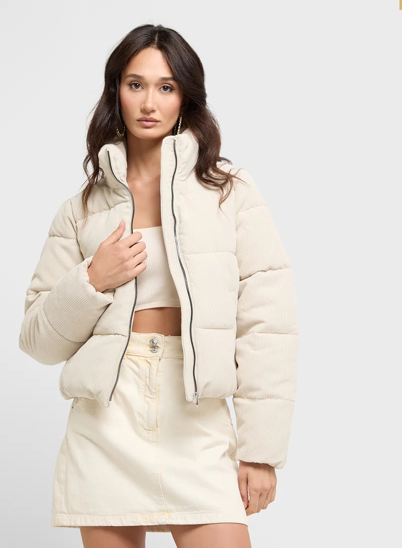 اونلي High Neck Corduroy Puffer Jacket