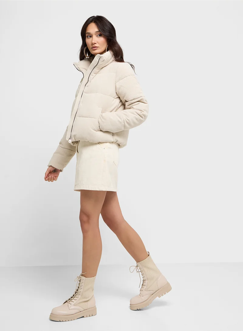 اونلي High Neck Corduroy Puffer Jacket
