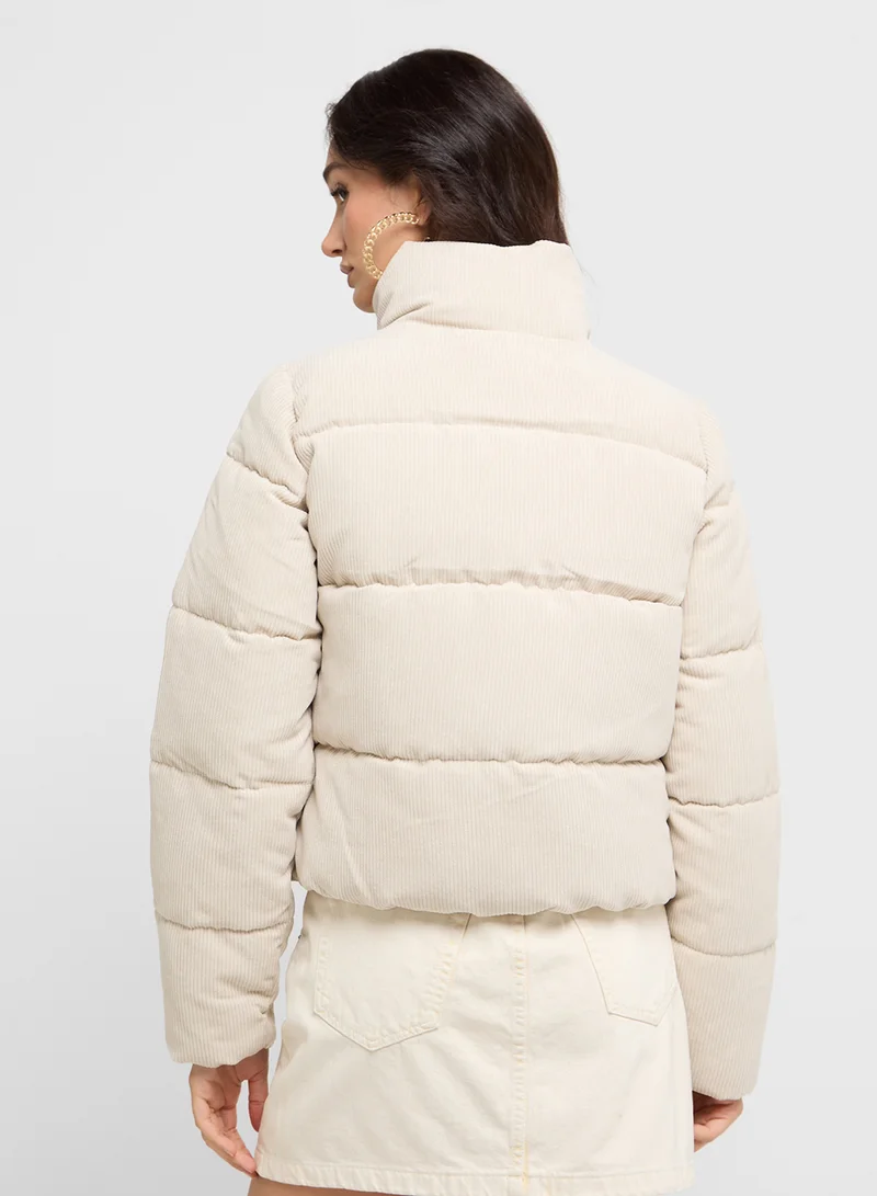 اونلي High Neck Corduroy Puffer Jacket