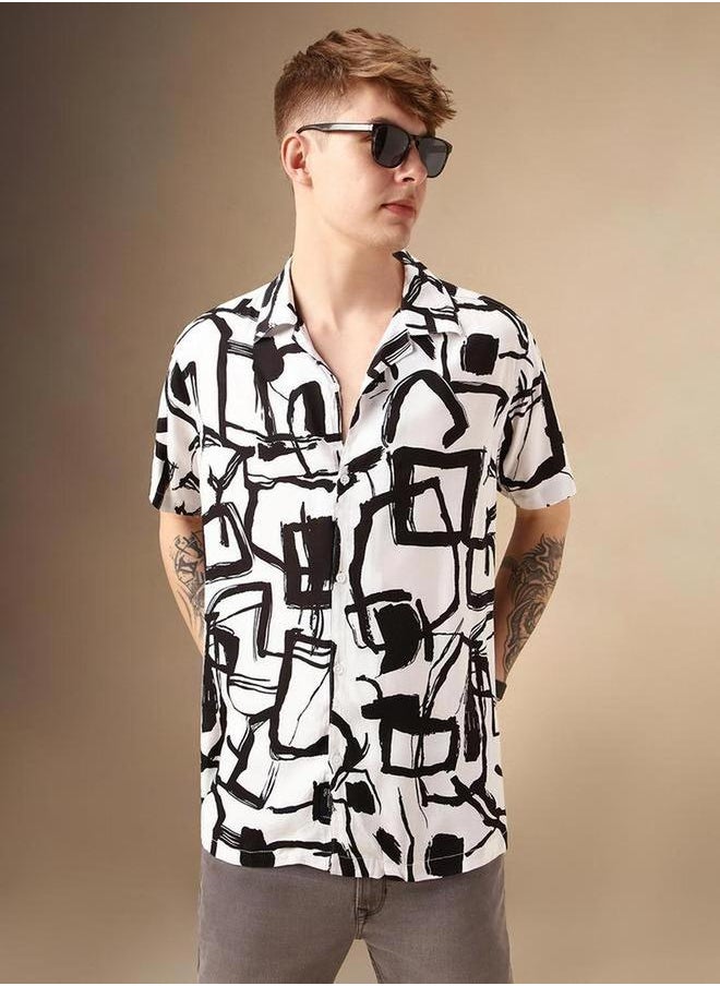 Dennis Lingo Abstract Print Button-Down Shirt by Styli  - Image 1