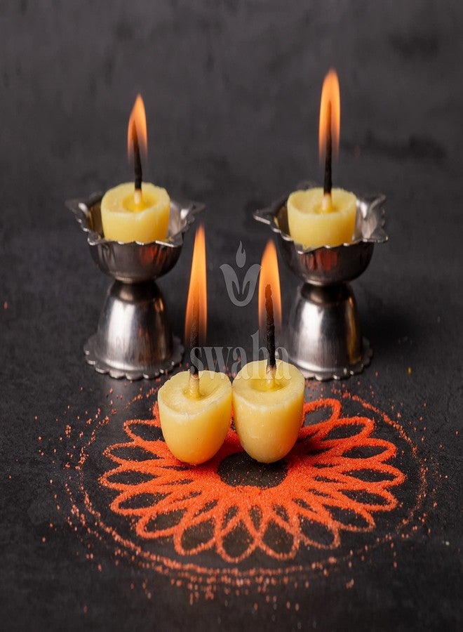 Swaha Premium Cow Ghee Diya Batti | 30 Minute Burning Time Wax Free Ghee Wicks | Ready to Use Pure Cotton Batti for Puja, Aarti & Festivals | 100 Pieces (Pack of 2) - Image 5