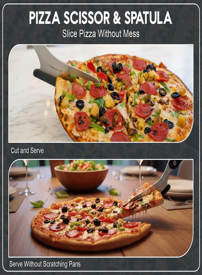 Raafi Pizza Scissors with Non Stick Slice Server. Sharp Pizza Cutting Without Topping Mess.Firm Grip, Food Grade Stainless Steel Pizza Cutter. Dishwasher Safe. 4 in 1 Kitchen Scissors - Image 3