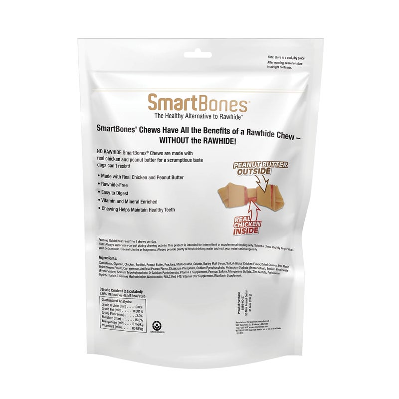 SmartBones Mini Bones With Real Peanut Butter 56 Count, Rawhide-Free Chews For Dogs - Image 2