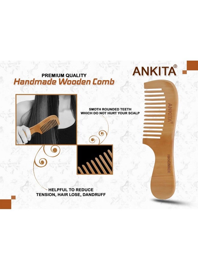 Ankita Wood Hair Combs For Curly Hair No Static Wooden Hair Comb With Rounded Handle For Men Women And Kids - Image 3
