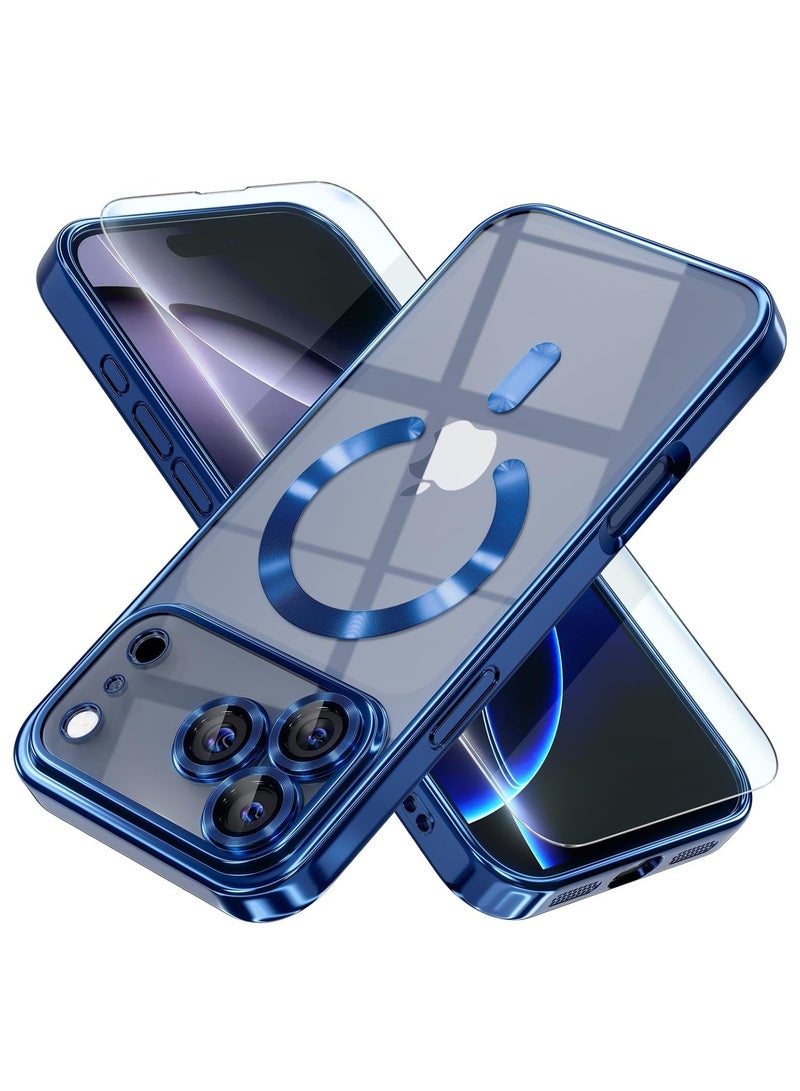 ملبوس كفر آيفون 17 برو ماكس متوافق مع غلاف ماجسيف مع زجاج مقسى 9D زجاج كامل HD لحماية عدسة الكاميرا بالكامل كفر شفاف لآيفون 17 برو ماكس بحجم 6.9 بوصة - Image 1