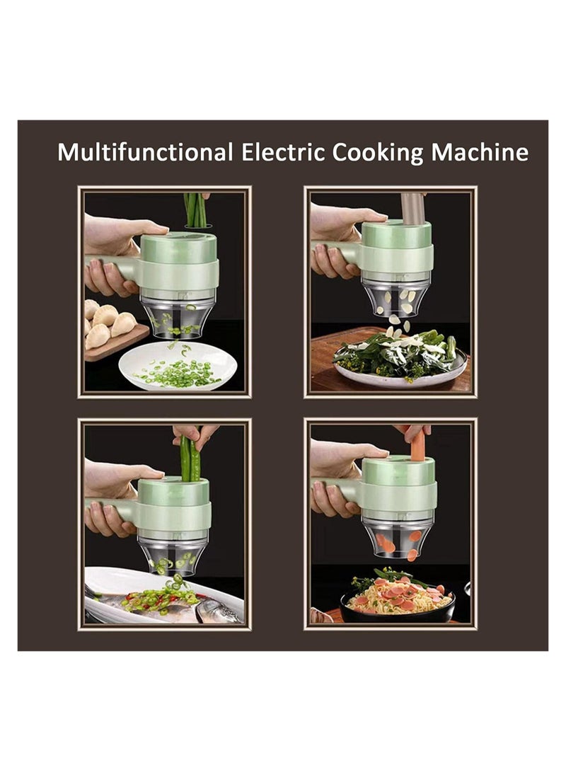 ELTRAZONE 4 in 1 Handheld Electric Vegetable Cutter Set, Mini Hand-held Wireless Electric Garlic Mud Masher Chopper, Mixer Auxiliary Food Slicer Dicer for Garlic Pepper Chili Onion - Image 5