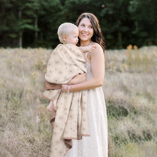Lulu moon Muslin Quilt Blanket, Crib Blanket for Baby and Toddler,47x47 Inches(Sand Daisy) - Image 5