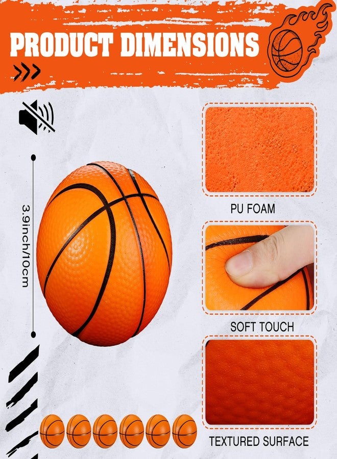 MiniInflat 6 Pcs 4'' Mini Foam Basketballs for Kids Adults, Squeeze Stress Ball Safe Soft Replacement Beach Pool Basketball for Indoor Hoop Toddler Quiet Bouncy Sport Game(Orange) - Image 2