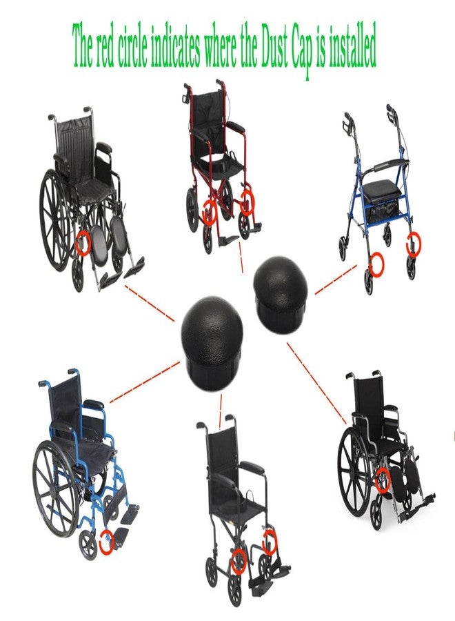 ComsenMed Wheelchair Dust Cap,STDS1051,A1870,D25-4551,Dust Cap for Front Fork Housing on Wheelchair,Wheelchair Rollator Transport Chair Universal Parts Dust Cap,((1Pair,Black) - Image 3