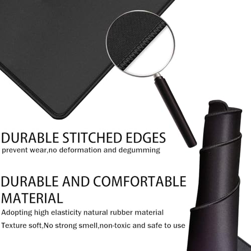TEDNETGO Gaming Mouse Pad, Large Mouse Pads Waterproof Extra Large Big Mouse Pad with Stitched Edge, XXXL Non-Slip Black Computer Mousepad Desk Mat for Gamer, Office & Home, Black - Image 2