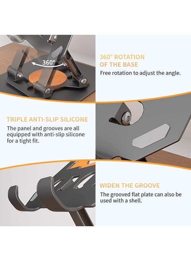 Foldable 360° Rotating Computer Stand, Non-Slip Laptop Stand with Dual-Axis Adjustment, Sturdy and Durable, Compatible with All Models of Laptops and Tablets - Image 3