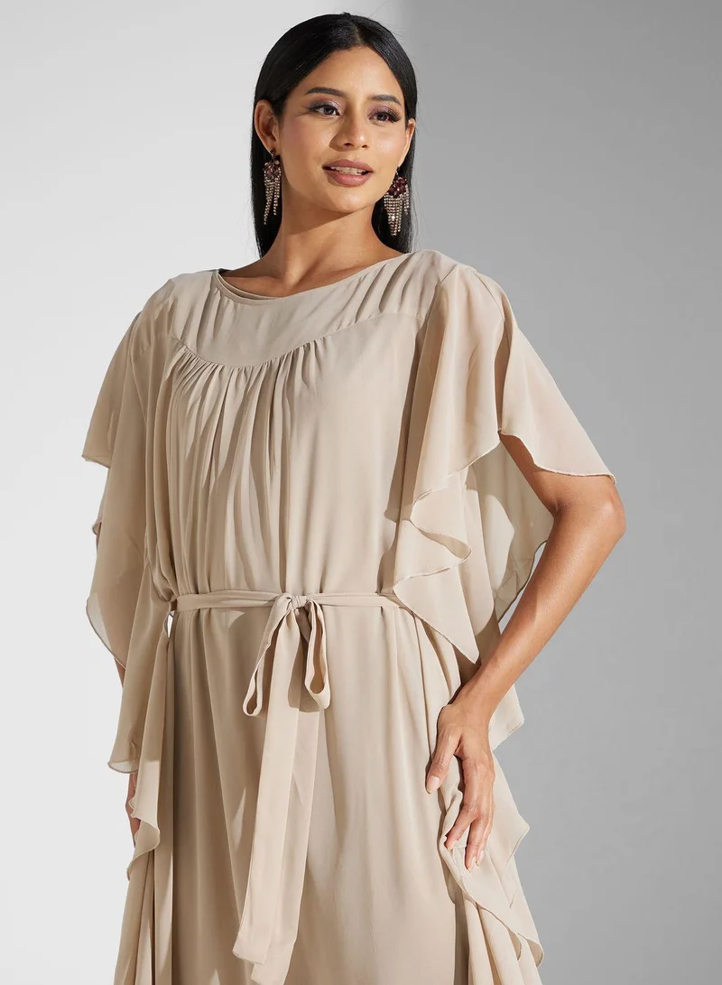 SINOIR Ruffle Ruched Waist Dress
