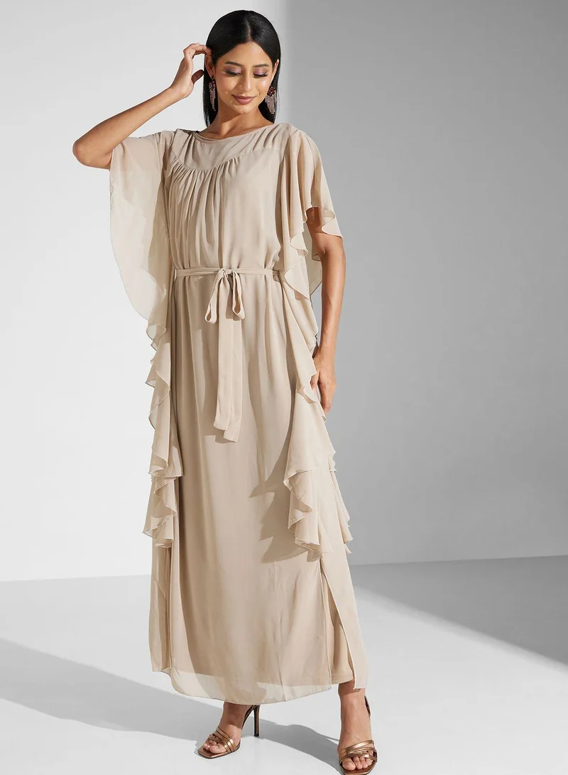 SINOIR Ruffle Ruched Waist Dress