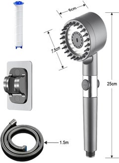 Changli High pressure shower heads with handheld,filtered shower head,High Flow Even with Low Water,4 Modes Filtered Showerhead Power Wash for Hard Water,with 150cm Replacement Hose/Bracket/Cotton Filters  - Image 2