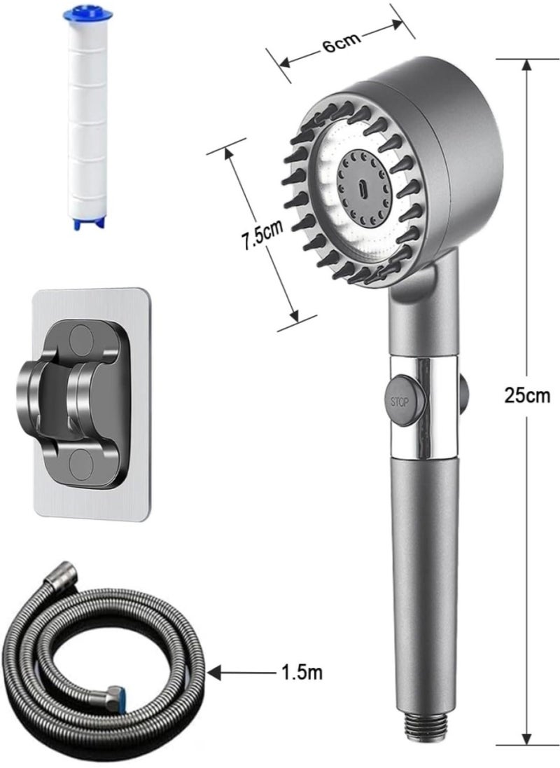 Changli High pressure shower heads with handheld,filtered shower head,High Flow Even with Low Water,4 Modes Filtered Showerhead Power Wash for Hard Water,with 150cm Replacement Hose/Bracket/Cotton Filters  - Image 2
