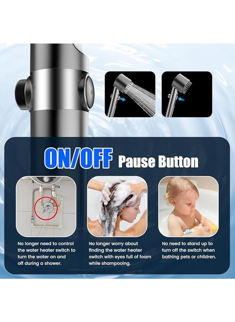 Changli High pressure shower heads with handheld,filtered shower head,High Flow Even with Low Water,4 Modes Filtered Showerhead Power Wash for Hard Water,with 150cm Replacement Hose/Bracket/Cotton Filters  - Image 4