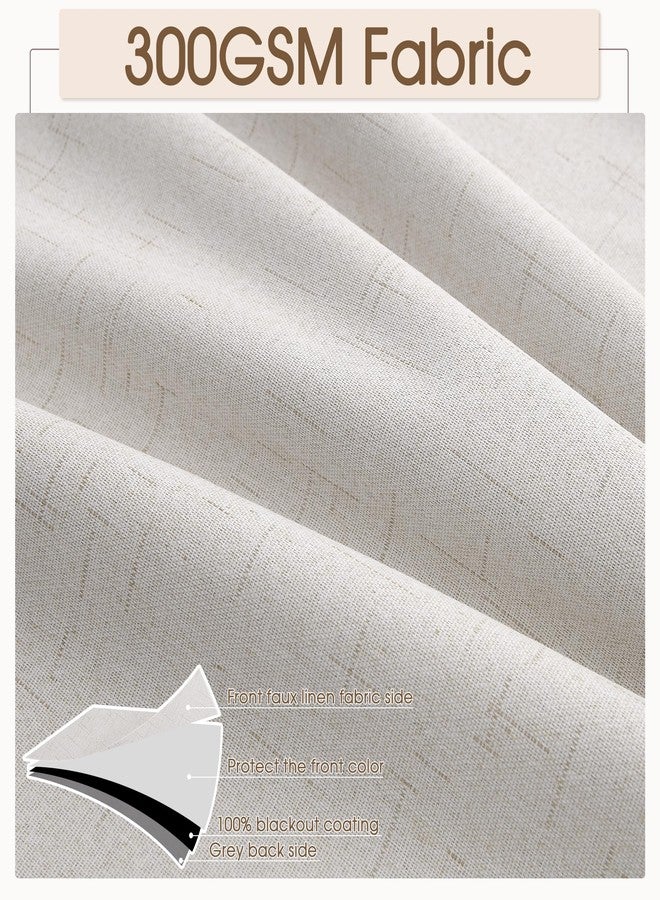 Hokibero Blackout Curtains 84 Inch Long 2 Panels Set for Bedroom Window Room Darkening Thermal Insulated Drapes Back Tab/Hook Belt Faux Linen Curtains Pleated Look Elegant Natural Beige Cream 7ft 52x84 - Image 3