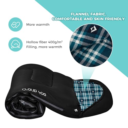 KingCamp Sleeping Bag for Adults, Cold Weather & Warm XL Big and Tall Flannel Sleeping Bags with Compression Sack Portable Waterproof Essentials Gear Accessories for Outdoor Camping (Black Left) - Image 4