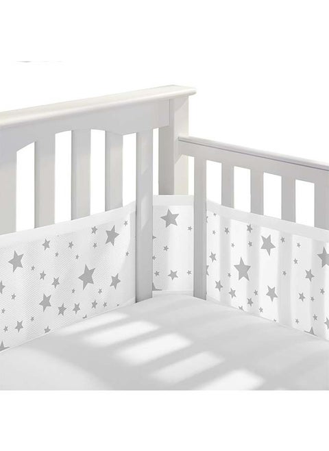 Baby Crib Bumper, Breathable Mesh Liner for Full-Size Cribs, Breathable Mesh Crib Liner Anti-Collision Bed Bumper for Full-Size 4 Sides Slatted & Solid-Back Crib (White)