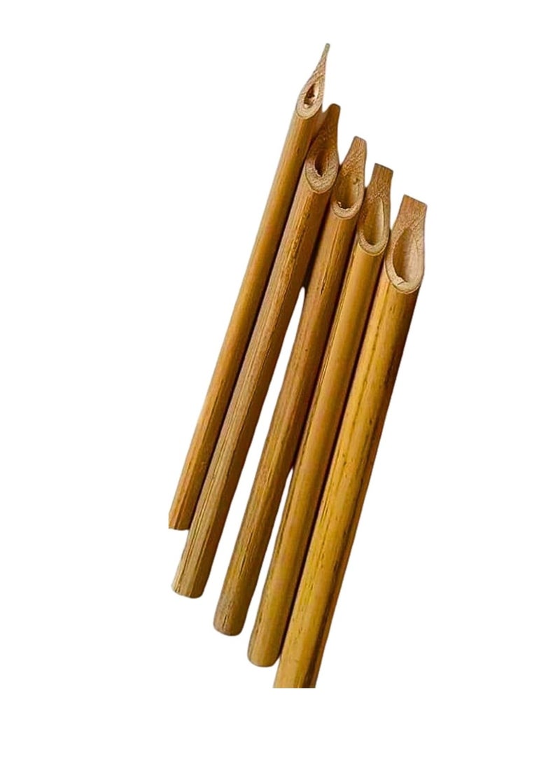 Terabyte Bamboo Reed Qalam Pens, Calligraphy Pens, 5-Piece Calligraphy Pens, Handcrafted Vintage Manga Calligraphy Pens for Writing, Drawing, Painting (Natural Bamboo Tip Set) - Image 1