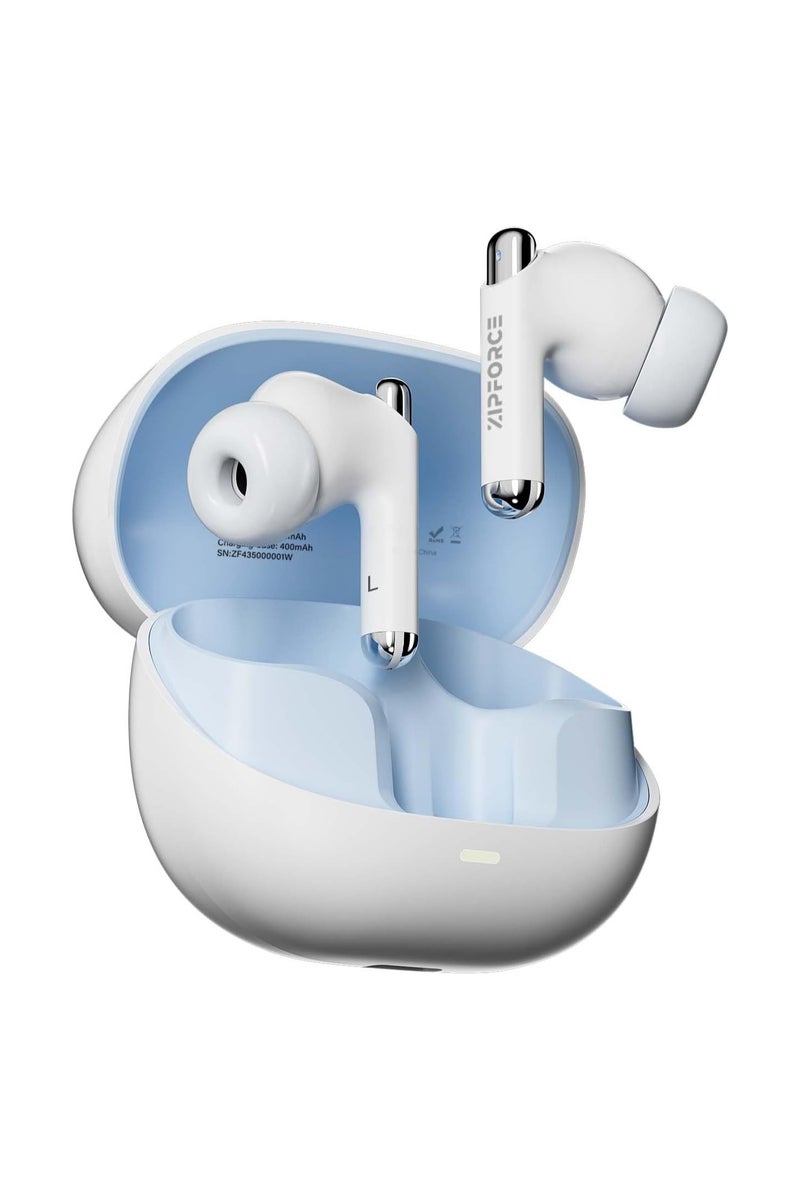 ZIPFORCE True Wireless Earbuds, Fully In-Ear Bluetooth 5.3 Headphones 4-Mics ANC ENC Clear Call, Bluetooth Earbuds Touch Control 40 Playtime, IPX6 Waterproof TWS, Light-Weight Earphones, White - Image 1