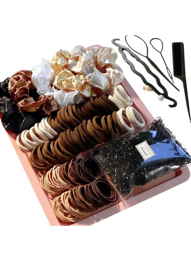 YANRONG - 1159PCS Hair Accessories for Woman Set Seamless Ponytail Holders Variety Hair Scrunchies Hair Bands Scrunchy Hair Ties For Thick and Curly (Brown) - Image 1