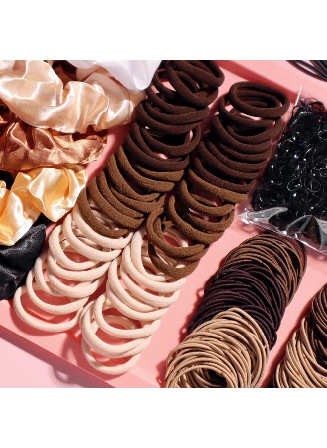 YANRONG - 1159PCS Hair Accessories for Woman Set Seamless Ponytail Holders Variety Hair Scrunchies Hair Bands Scrunchy Hair Ties For Thick and Curly (Brown) - Image 1