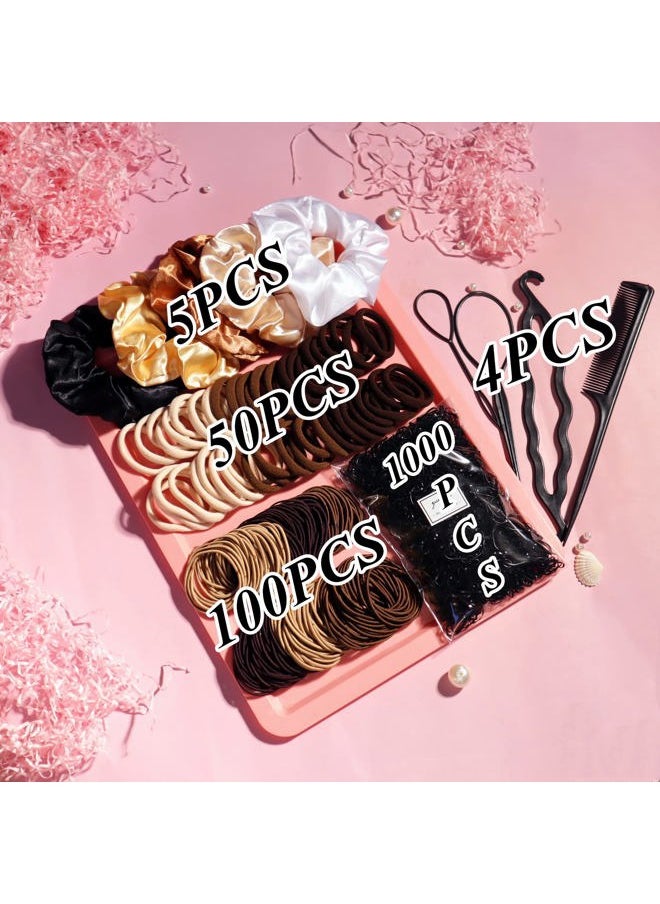 YANRONG - 1159PCS Hair Accessories for Woman Set Seamless Ponytail Holders Variety Hair Scrunchies Hair Bands Scrunchy Hair Ties For Thick and Curly (Brown) - Image 1