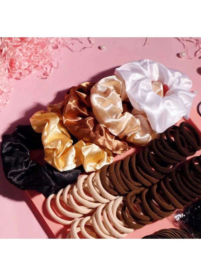 YANRONG - 1159PCS Hair Accessories for Woman Set Seamless Ponytail Holders Variety Hair Scrunchies Hair Bands Scrunchy Hair Ties For Thick and Curly (Brown) - Image 1
