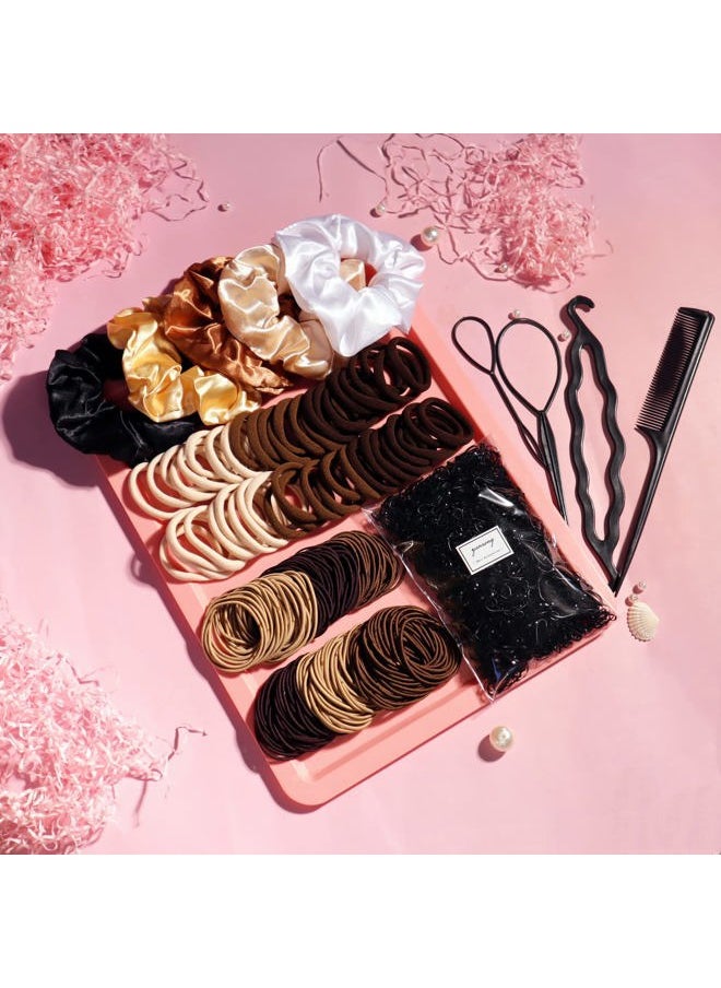 YANRONG - 1159PCS Hair Accessories for Woman Set Seamless Ponytail Holders Variety Hair Scrunchies Hair Bands Scrunchy Hair Ties For Thick and Curly (Brown) - Image 1