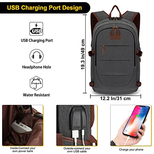 Tzowla Canvas Laptop Backpack-Anti Theft Bag for Men Women,Rucksack Fits 15.6Inch Laptop, Work Travel with USB Charging Port and Lock - Image 2