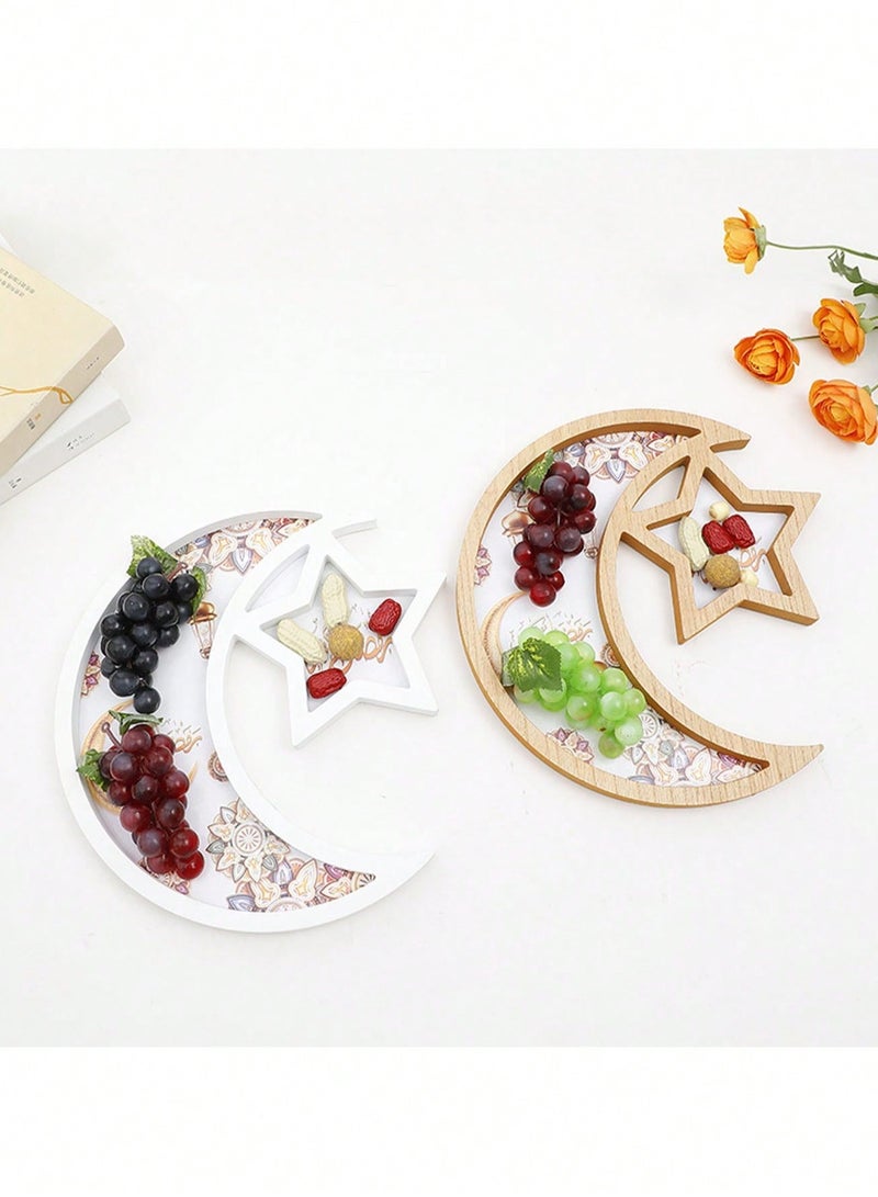 Wooden Ramadan Dessert Tray – Crescent Moon and Star Design Serving Platter for Dates, Sweets, and Food Display – Ideal for Iftar, Eid Parties, Weddings, and Islamic Home Decor - Image 3