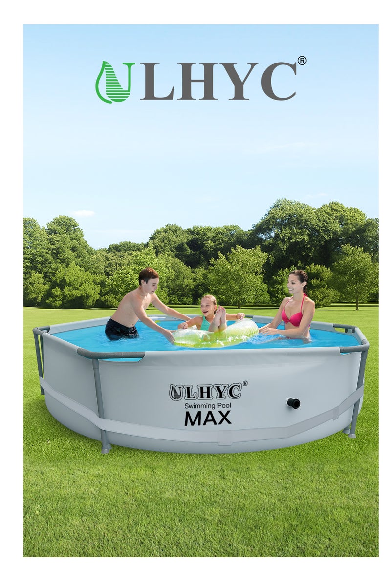 ULHYC Metal Frame Above Ground Pool Set: Stable structure, quick assembly - puncture-resistant material - rust-resistant. 305CM * 76CM - Image 1