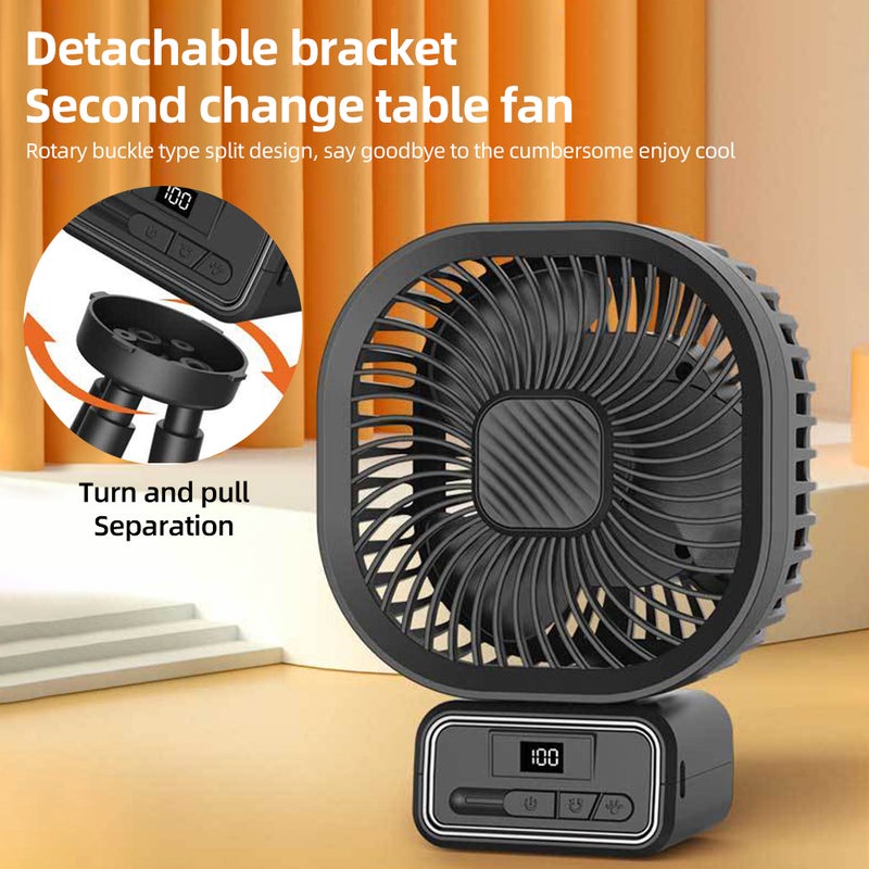 Stroller Fan with Flexible Tripod Clip on for Baby LED Display 5000mAh Battery Operated Oscillating Mini Clip Fan with Night Light 3 Speeds Rechargeable Handheld Desk Cooling Fan for Car Seat Crib - Image 2