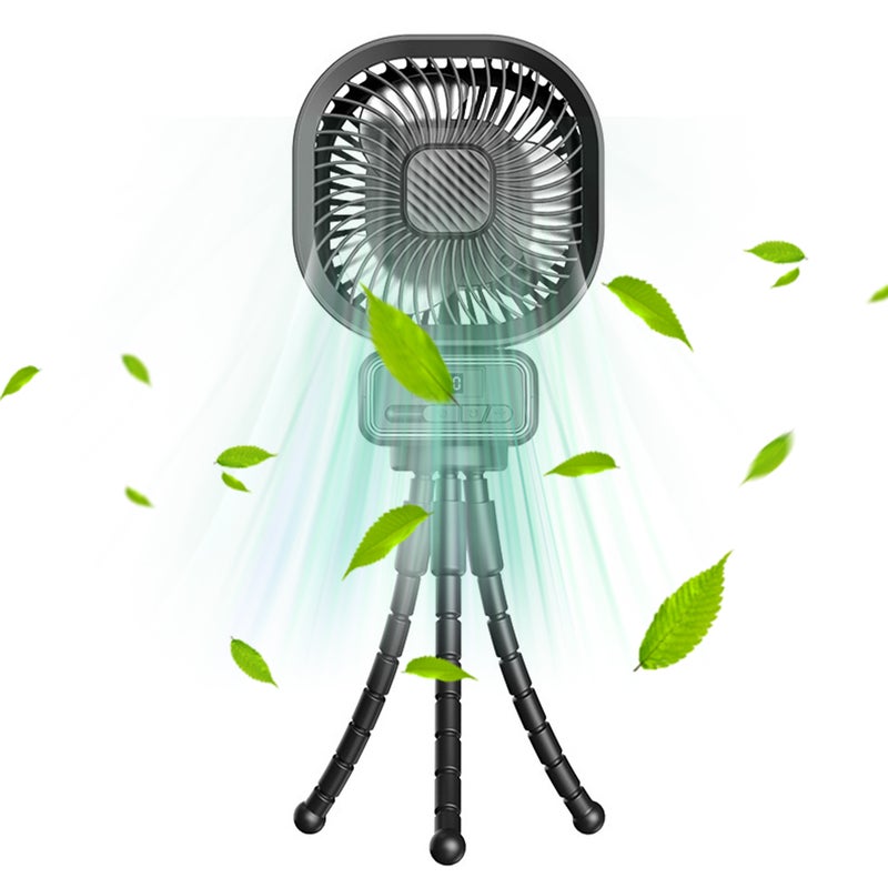Stroller Fan with Flexible Tripod Clip on for Baby LED Display 5000mAh Battery Operated Oscillating Mini Clip Fan with Night Light 3 Speeds Rechargeable Handheld Desk Cooling Fan for Car Seat Crib - Image 1
