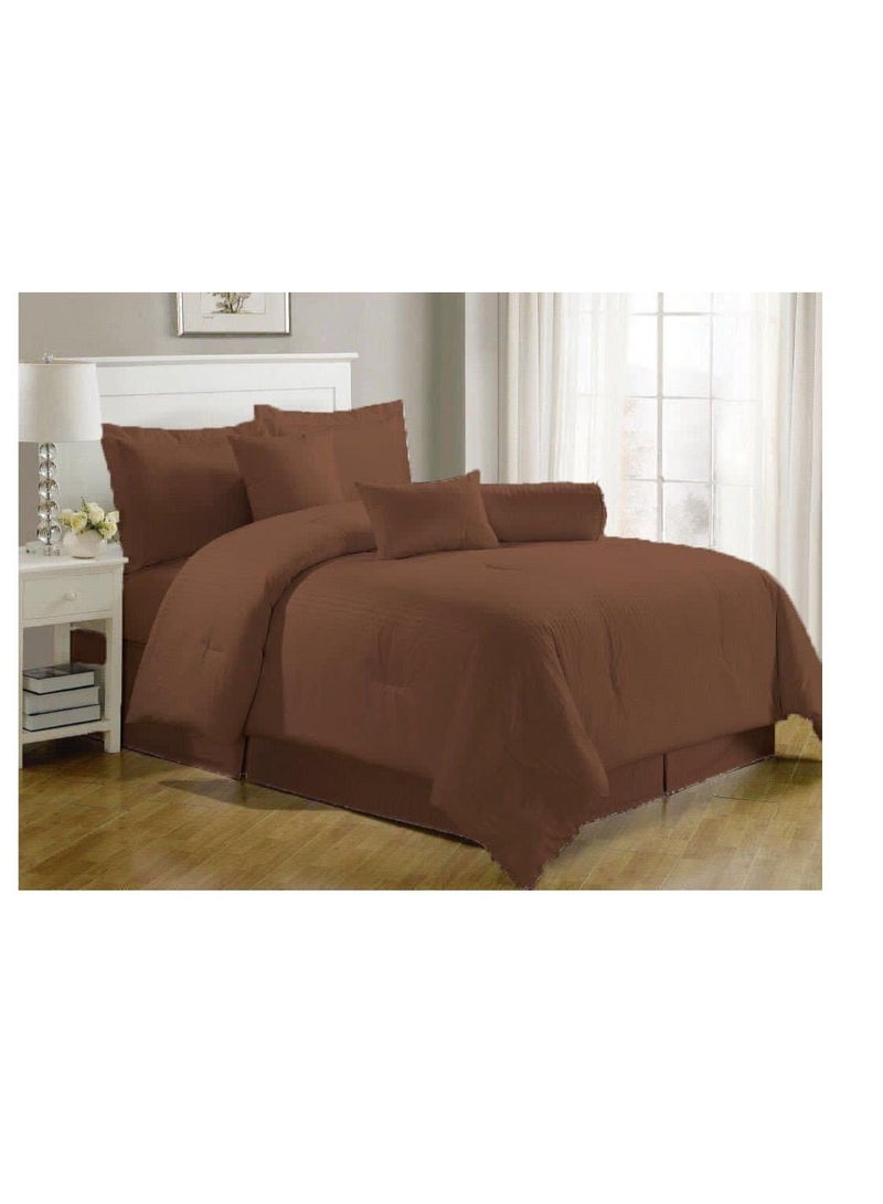 Hotel Quality 6in1 Cotton Plain Colored Bedsheet With Stripes King Size brown