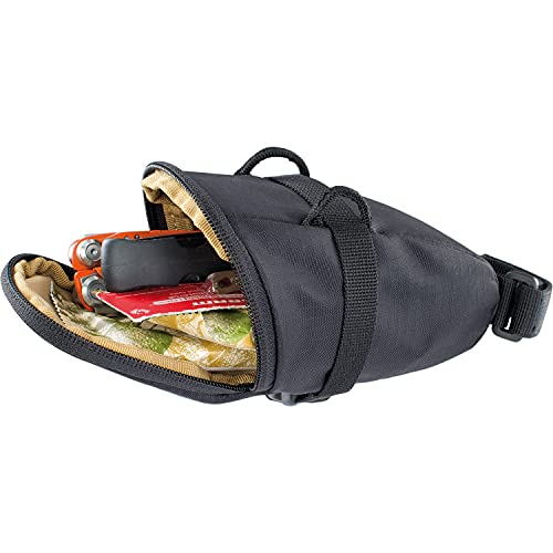 EVOC SEAT BAG saddle bag for compact storage under the seat; under seat bicycle bag (0.3l capacity, lightweight, quick assembly thanks to buckle, reflective logo), Black - Image 3
