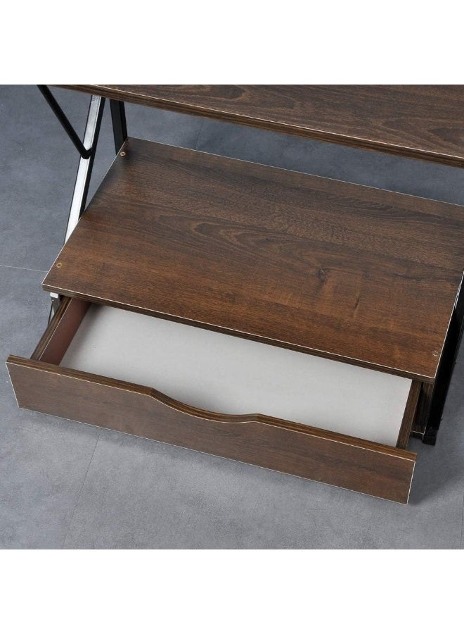 NANAO رف ميكروويف مع درجين للكونتر توب، رف خباز مطبخي لتنظيم تخزين التوابل، وحدة رفوف قائمة بذاتها بإطار معدني وقمة خشبية - Image 4