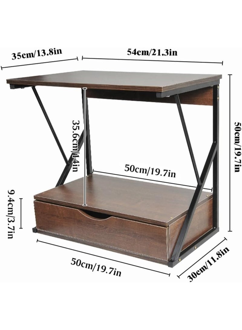 NANAO رف ميكروويف مع درجين للكونتر توب، رف خباز مطبخي لتنظيم تخزين التوابل، وحدة رفوف قائمة بذاتها بإطار معدني وقمة خشبية - Image 2