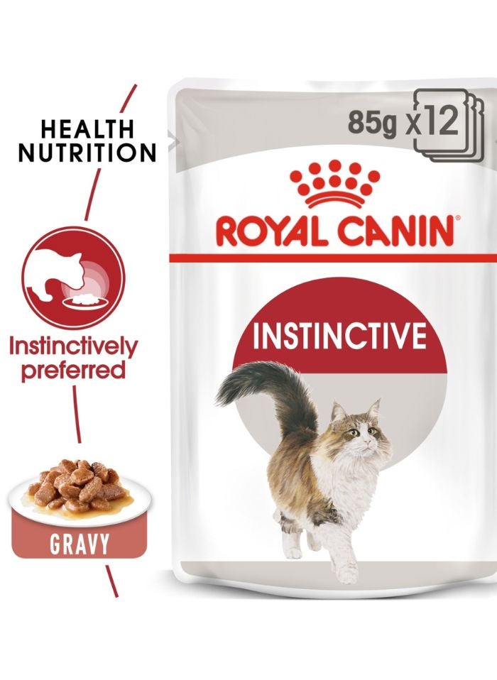 ROYAL CANIN Feline Health Nutrition Instinctive Adult Cats Gravy (WET FOOD - Pouches) 12 x 85g  - Image 1