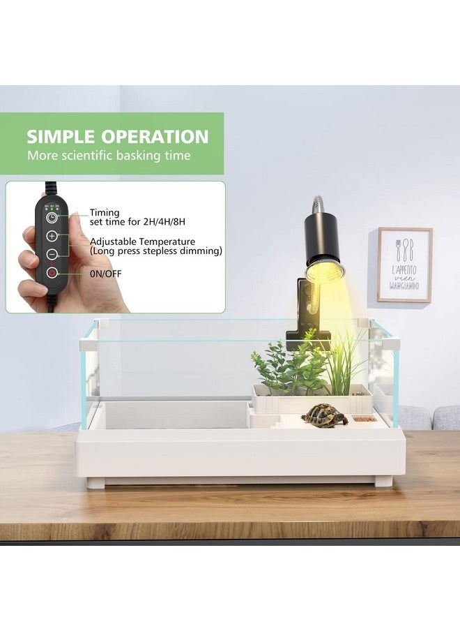 Silicar - Reptile Heat Lamp, Timing Turtle Light Uvb/Uva Basking Spot Lamp With Clip, Turtle Habitat Aquarium Basking Lamp For Reptile Turtle Lizard SnakeE27 50W 3 Bulbs Includes - Image 1