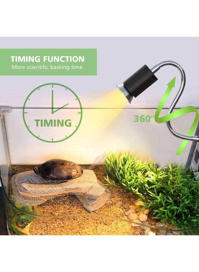 Silicar - Reptile Heat Lamp, Timing Turtle Light Uvb/Uva Basking Spot Lamp With Clip, Turtle Habitat Aquarium Basking Lamp For Reptile Turtle Lizard SnakeE27 50W 3 Bulbs Includes - Image 1
