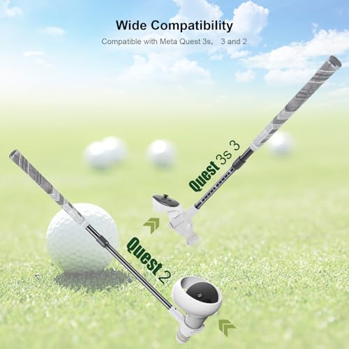 Dxldfks Golf Club Attachment for Meta Quest 3S/ 3 and Oculus 2, Adjustable Handle Grip for VR Game Golf + and 90 Degree Design Keep Tracking for Right Controller - Image 4