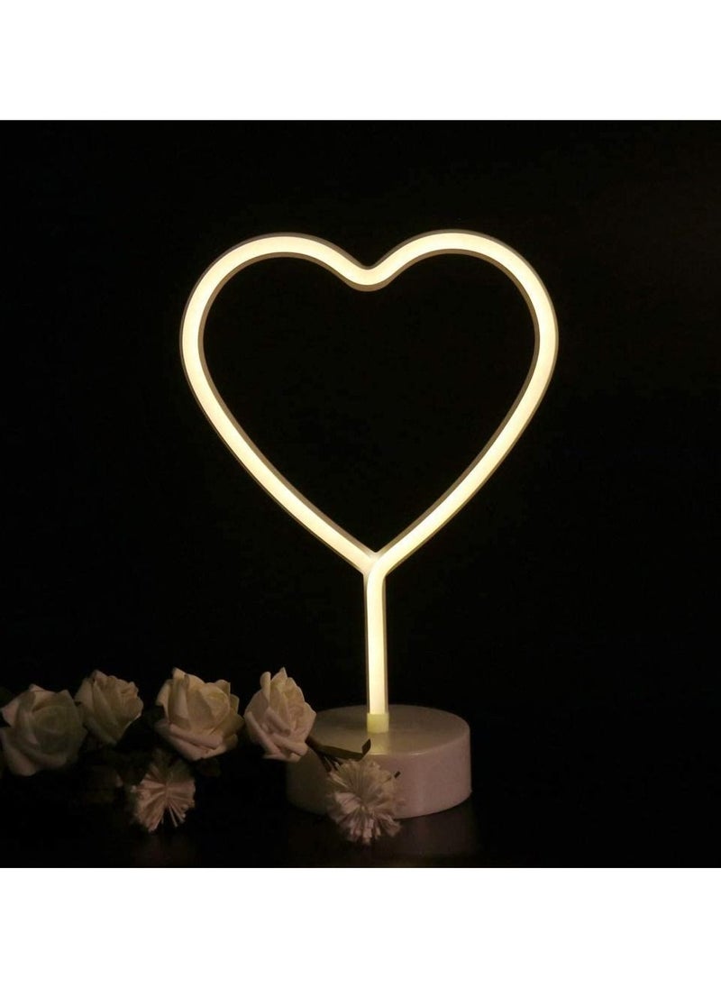 Generic LED Warm White Love Shaped Neon Signs Light with Base Battery Operated USB Powered Home Ramadan Decoration Lighting for Home Hotel Bedroom Store Decoration Night Light Home Lighting  - Image 3