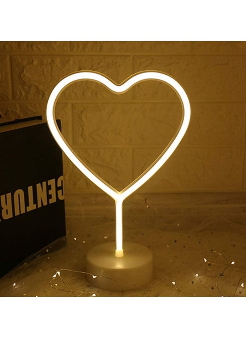 Generic LED Warm White Love Shaped Neon Signs Light with Base Battery Operated USB Powered Home Ramadan Decoration Lighting for Home Hotel Bedroom Store Decoration Night Light Home Lighting  - Image 2