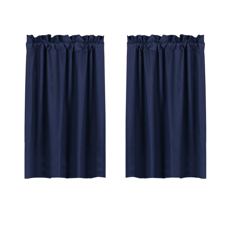 Valea Home Blackout Tiers Curtain for Small Window Rod Pocket Kitchen Curtains Room Darkening Short Curtains for Bedroom Navy Blue 30 inch x 45 inch 2 Panels