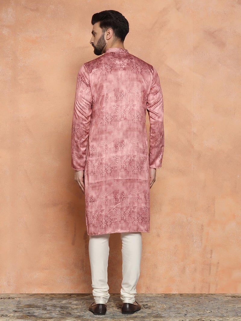 KISAH Nehru Jacket for Men – Embroidery Cotton Blend Modi Jacket | Ethnic & Formal Waist Coat for Weddings, Parties & Office Wear Pink - Image 2