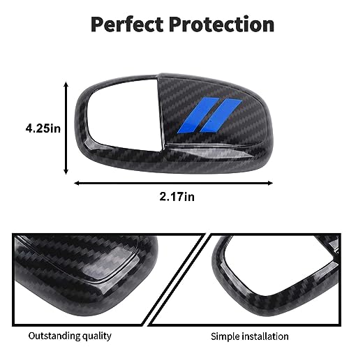 JWWY Gear Shift Shifter Knobs Cover Trim for 2015-2025+ Dodge Challenger Charger 2018-2023 Durango Interior Accessories Blue Carbon Fiber - Image 5