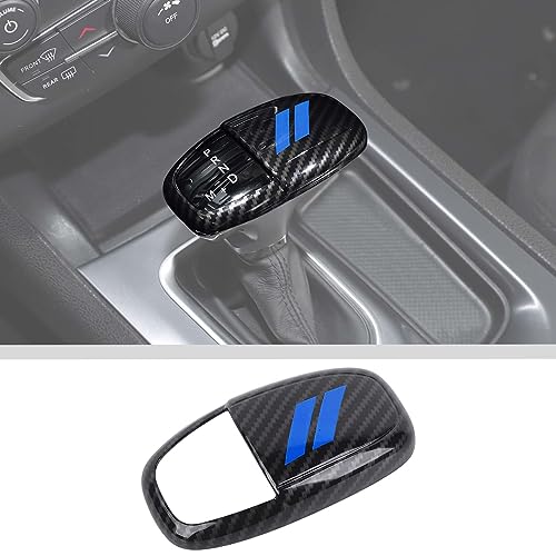 JWWY Gear Shift Shifter Knobs Cover Trim for 2015-2025+ Dodge Challenger Charger 2018-2023 Durango Interior Accessories Blue Carbon Fiber - Image 1